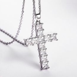 Pendant Necklaces Huitan Hip Hop Girl's Cross Necklace With Brilliant Cubic Zirconia Rock Party Accessories For Women Personality Gift