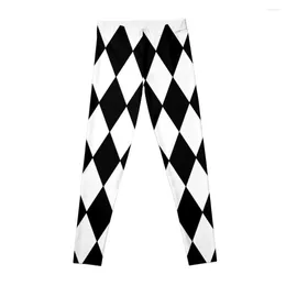 Active Pants LARGE BLACK AND WHITE HARLEQUIN- DIAMOND- ARGYLEPATTERN DESIGNED FOR HOME DECOR CLOTHING Leggings Gym Women's