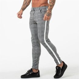 New Casual Plaid Pants Men Bottom Streewear Chino Slim Fit Jogger Pants Male Skinny Sweatpants Men Trousers Track1255s