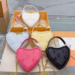 Designer Women Pop My Heart Love Shoulder Bag France Luxury Brand L Monograms Embroidery Leather Crossbody Bags Lady Chain Strap Top Handle Mini Clutch Handbag