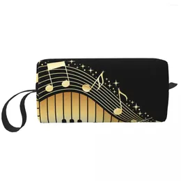 Cosmetic Bags Bling Music Note Piano Printed Portable Makeup Case For Travel Camping Outside Activity Toiletry Jewellery Bag