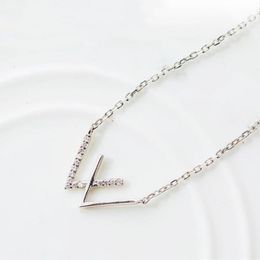 Choker Simple Personality Fresh Sweet Letter W Rhinestone Creative Fashion 925 Sterling Silver Clavicle Chain Female Necklace Chokers