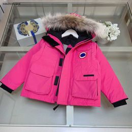 New Winter baby Jacket down Thick and sturdy fabric kids coat Size 110-150 Windproof design plush collar child overcoat Nov05