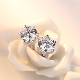 Stud Earrings 925 Sterling Silver Prong Setting Zircon Fashion Single Diamond For Women Temperament Ear Jewellery