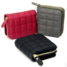 Wallets Women Short PU Leather Female Plaid Purses Ladies Card Holder Wallet 2023 Woman Small Zipper With Coin Purse