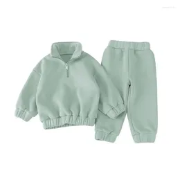 Clothing Sets 2023 Solid Colour High Quality Fashion Korean Comfortable Winter Girls Cotton Unisex Kids Clothes