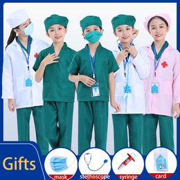 Cosplay Kids Cosplay Clothes Boys Girls Hospital Nurse Uniform Fancy Halloween Carnival Role Play Costumes Party Wear Doctor Gown