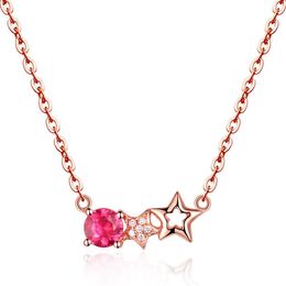 Necklace girls Student cute Star Rose Red zircon Diamond Rose Gold Sweet Necklace Birthday Gift Girlfriend Wedding Jewellery