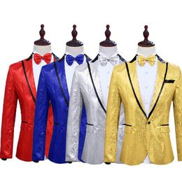 Men's Suits & Blazers YUSHU Sequin Slim Fit Men Blazer Floral Prom Dress Elegant Wedding Stage Singers Suit Jacket