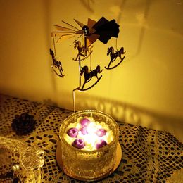 Candle Holders Golden Romantic Rotating Candlestick Fairy Tealight Holder Tea Light Dinner Christmas
