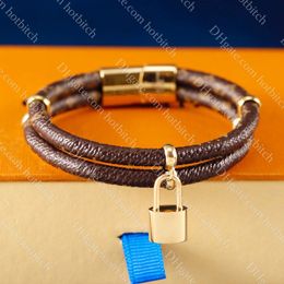 Magnetic Buckle Leather Bracelet Designer Women Lock Bracelet Luxury Couple Bangle Fashion Couple Rope Double Layer Pendant Bracelets