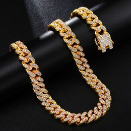 CZ Jewelry Men Necklace 18Inch 20Inch 22Inch 24Inch 30Inch Iced Out Rhinestone Gold Silver Miami Cuban Link Chain Men Hiphop Necklace