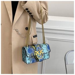 HBP Hig Quality Fashion women's bag Colour crocodile pattern PU small square bag 2023 new chain cross-body single blue shoulder bag