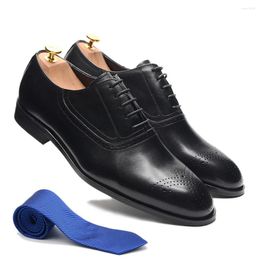 Dress Shoes Classic Design Men Oxford Black Brown Cow Genuine Leather Handmade Lace Up Brogue Business Wedding Formal Male