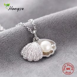 Hongye Women Real Natural Freshwater Pearl Necklace 925 Sterling Silver Pendants Shell Necklace Wedding Classic Fine Jewellery MX2002340