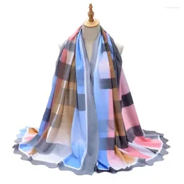 Scarves Cross-Border Autumn Women's Scarf Soft Cashmere Print Plaid Cut Flower Wavy Edge Shawl Headcloth One Piece Drop