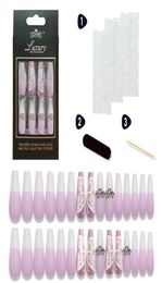 30pcs Full Cover False Nails Press on Long Ballerina Coffin Acrylic Nail Tips Manicure Tool For Christmas Gift8309240