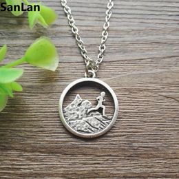 Pendant Necklaces 10pcs Runner Boy Charm Mountains Running Trail Outdoors Nature Hiking Comping Jewelry SanLan