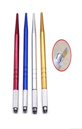 DHL 100Pcs Silver Brand Alloy Professional Permanent Makeup Manual Pen 3D Eyebrow Embroidery Handmade Tattoo MicroBlading Pen3114133