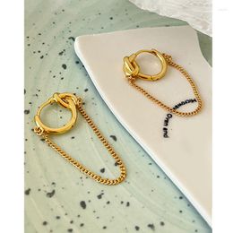 Stud Earrings MLKENLY 925 Sterling Silver Fashion INS Personality Gold Knot Soft Chain Temperament Women's Jewellery