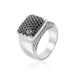 Sparkling Stylish And Minimalist Ring 15mm Pave Setting Cubic Zirconia Statement Ring White Gold Plated Retro Design Ring