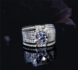 Stunning Handmade Band Rings Fashion Jewellery 925 Sterling Silver Popular Round Cut White Topaz CZ Diamond Full Gemstones Men Weddi6809619