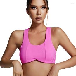 Yoga Outfit Women Hollow Back Comfortable Stretchy Quick Dry Soft Sports Bra Sexy Solid Color Outdoor Running Bike Mountain