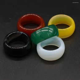 Cluster Rings 10Pcs Wholesale Round Natural Stone Ring Multicolor Agates Red White Green Black Unisex Finger Charms Gifts