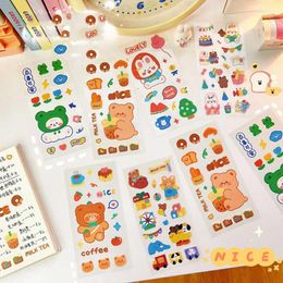 Gift Wrap Ins Cartoon Tea Bear Hand Account Sticker Strawberry Stickers Book Decoration Material Cute PVC Water Cup