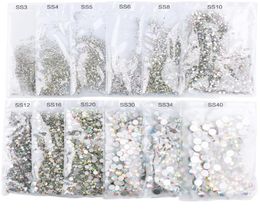 Crystal AB Flat Back Nails Rhinestone SS3SS50 3D Glass Nail Art Rhinestones one size per pack3005310