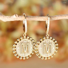 Hoop Earrings 26 Alphabet A-Z Letter Round For Women Capital Initial Pendant Earring Hiphop Vintage Gold Colour Ear Buckle Party