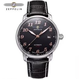 Wristwatches ZEPPELIN 7656 German Watch Mens Mechanical Automatic Simple Business Watch Leather Band Mens Watch Watches for Men 230403