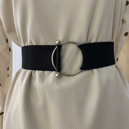 Belts 1pcs Belts For Women Elastic Belt Woman Round Buckle Waistband High Stretchy Waistband Coat Sweater Dress Decor Accessories Z0404