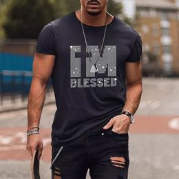 Men's T-Shirts Quality Fashion Casual Street Short Sleeve Letter Drill Men Clothes Tee Tops O-Neck Tshirt Y2K 230404
