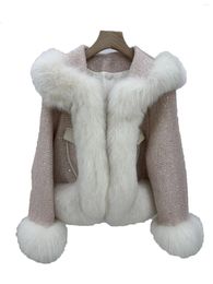 Women's Fur Coat Splicing Design Casual Fashion 2024 Fall 1021