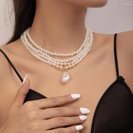 Choker Irregular Pearl Drop Necklace For Women High-grade Niche Design Multi-layered Collarbone Summer Jewellery Gift