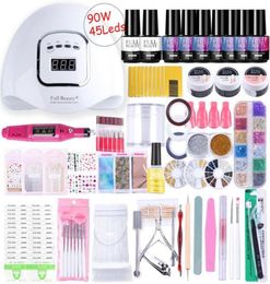 Super Manicure Set Gel Polish Dryer Acrylic Nail Kit With UV Led Lamp Soak Off Nails Tool Set Electric Handle Accessories NL15829795505