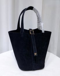 100% real camurça cesta de couro totes saco marca luxo designer pequenas bolsas de compras e bolsas 2023 novo clássico casual bagagem de mão 2517