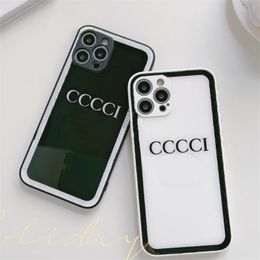 Fashion Black White Mirror Phone Case Brand Designer Phone Cases All Inclusive Full Cover Glass Cellphone Couple Covers Iphone 11