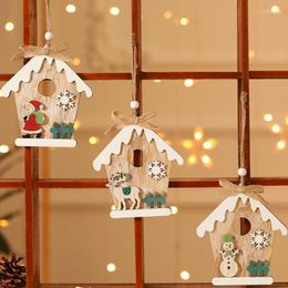 Christmas Decorations Santa Claus Pendants Xmas Tree Hanging Ornaments DIY Wood Crafts For Home Party Year