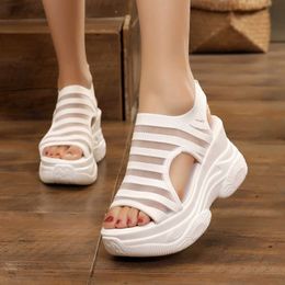 Sandals 2022 Summer Women Platform Sandals Fashion White 8 cm Increasing Sandals Thick Sole Casual Platform Shoes Female AA230403