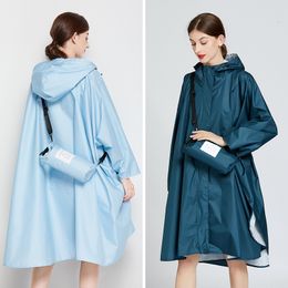 Raincoats Solid Colour raincoat trench cover women's waterproof raincoat cloak Chubasaqueros PU coating with storage bag 230404