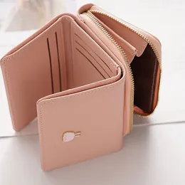 Wallets Small Wallet For Women Mini Cute Coin Pocket Card Holder Case PU Leather Trifold Female Zipper Purse With ID Window