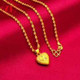 Chains Pure Gold Color Necklace Charm Plating Heart Shaped Pendant Clavicle Chain For Women Valentine's Day Wedding Fine JewelryChains