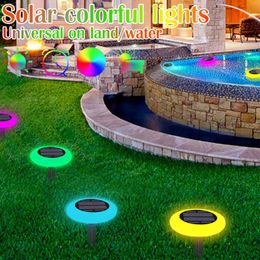 Novelty Lighting 7 Colours Changing Solar Garden Light Outdoor Solar Light Waterproof Colourful Landscape Light with Remote Control Pool Decoration P230403