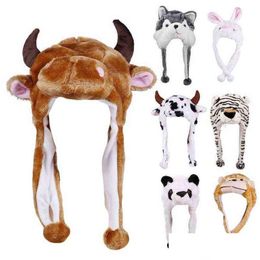 Beanie/Skull Caps Adt Kids Winter Cute Plush Animal Character Beanie Hat With Pom Ends Funny Stuffed Toy Earflap Cap Cosplay Costume Y Dhzyx
