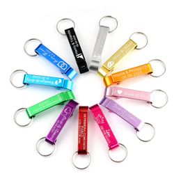 Party Favor 100Pcs Personalized Engraving Bottle Opener Keychain Brewery el Restaurant Wedding Banquet Gift For Guests 230404