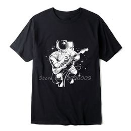 Mens TShirts Casual High Quality Cotton Short Sleeve TShirt Funny Astronaut Plays Guitar Print menTshirt oneck tshirt Men 230404