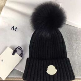 Designer Winter Knitted Beanie Woollen Hat Women Chunky Knit Thick Warm Faux Fur Pom Beanies Hats Female Bonnet Beanie Caps 11 colors13