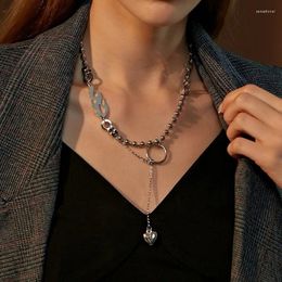 Pendant Necklaces U-Magical Statement Metal Love Heart Flame For Women Chain Double Layers Party Necklace Jewellery Accessories